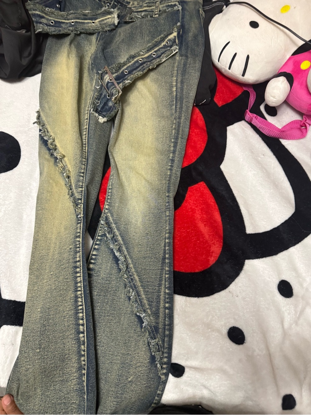 Women’s Distressed Two-Tone Washed Jeans - Denim